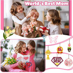 Mom Gift 40Pcs 5 Style Unfinished Wooden Mother's Day Ornaments DIY Craft - Image 4