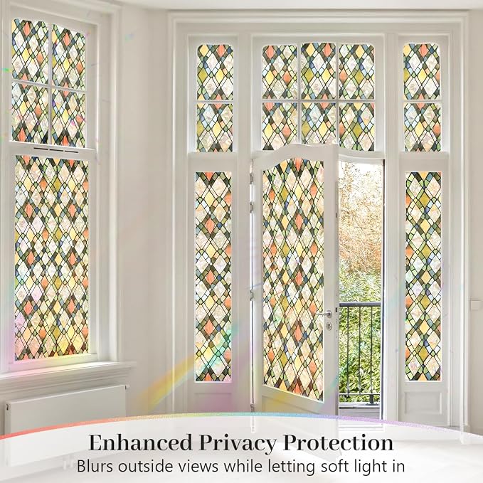 Window Privacy Film, Stained Glass Decorative Static Cling UV & Heat Blocking - Image 3