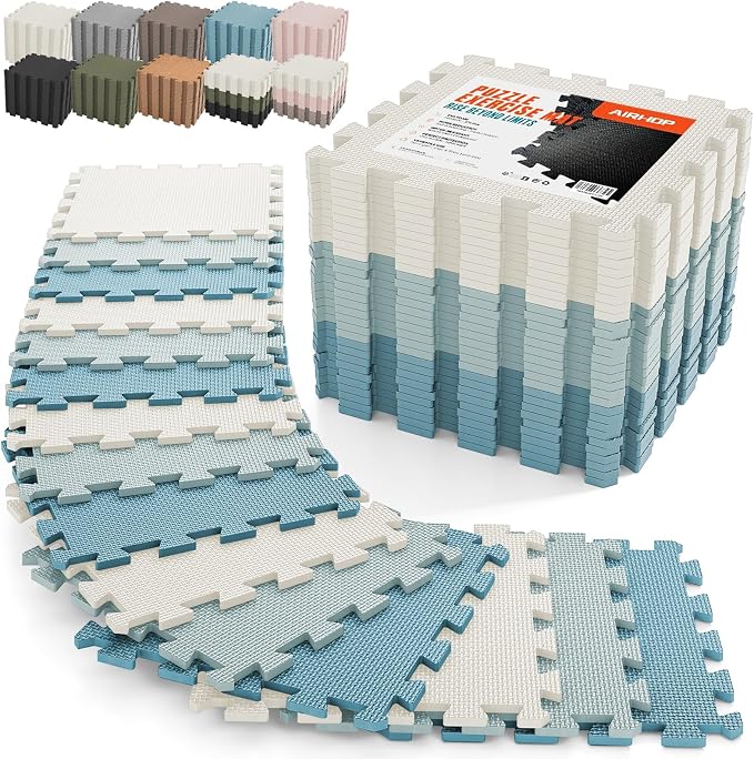 AIRHOP 18 PCS Gym Floor Mat, EVA Foam Puzzle Gym Mat, High-Density Interlocking by Airhop