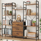 AFLUI Triple Bookshelf with 3 Fabric Drawers, 4-Tier Book Shelf and 10 Display by Unknown