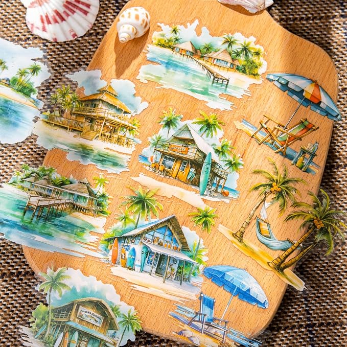 Yoksas Travel Sea Beach Nature Outdoor Watercolor Scenery Stickers - Image 7