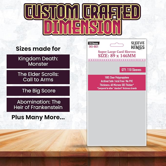 Sleeve Kings Premium Super Large Card Sleeves – 89x146mm, 110 Pack, 60 Micron - Image 3