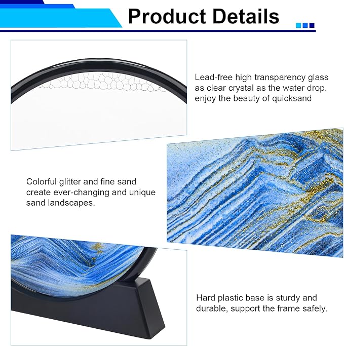 Coitak Moving Sand Art Picture, Round Glass Dynamic Sand Picture, Desktop Sand - Image 3