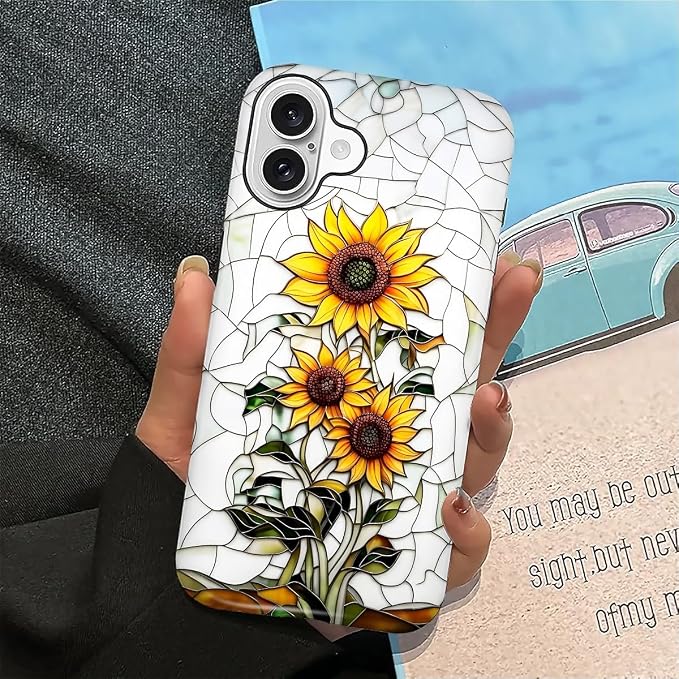 ZHEGAILIAN Case for iPhone 16 Plus, Sunflower Faux Stained Glass Effect Durable - Image 5