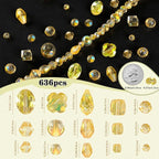 636pcs Crystal Glass Beads for Jewelry Making Assorted, 4/6/8mm Gold Champagne - Image 4