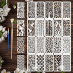 20pcs Flower Stencils for Painting Texture Stencils for Crafts Reusable Plant by Unknown
