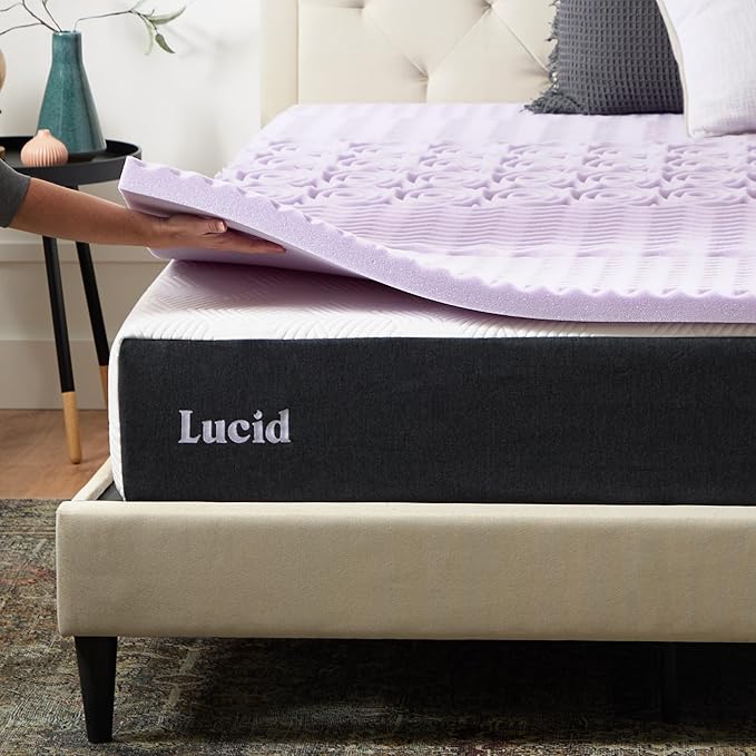 LUCID Lavender Infused 2 Inch Memory Foam Mattress Topper - Image 7