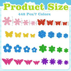 448 Pcs Glitter Foam Stickers, Butterfly & Flower Shapes Stickers, 7 Sheets - Image 2