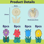Wooden Flowers for Crafts, DIY 3D Wood Crafts Paintable Flower Craft Ornaments: - Image 5