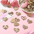 200 pcs Mixed Styles Hollow Heart Theme Unfinished Wood Cutout Charms Cute Love - Image 6