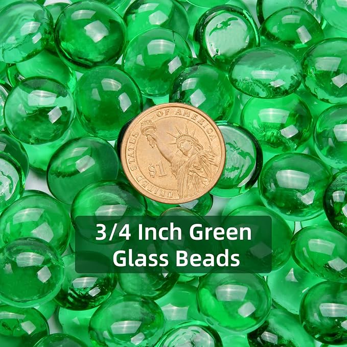 1LB Green Flat Glass Marbles for Vases, Gemstone Beads Vase Filler Decorative - Image 2