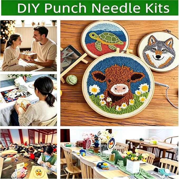 DIY Punch Needle Kit Modern Black Cat Embroidery - Image 6