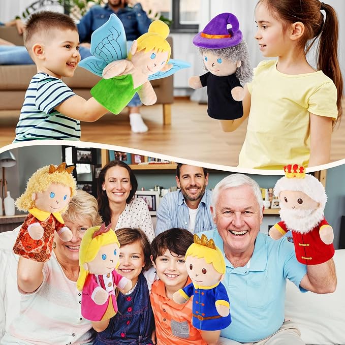 6 Pcs Castle Hand Puppets Fairy Tales Queen & King, Princess & Prince, Elf & - Image 7