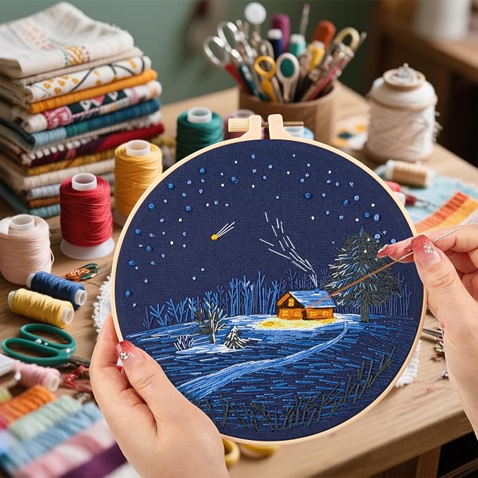 Christmas Embroidery Kits for Beginners Adults, Winter Hand Embroidery Starter - Image 7