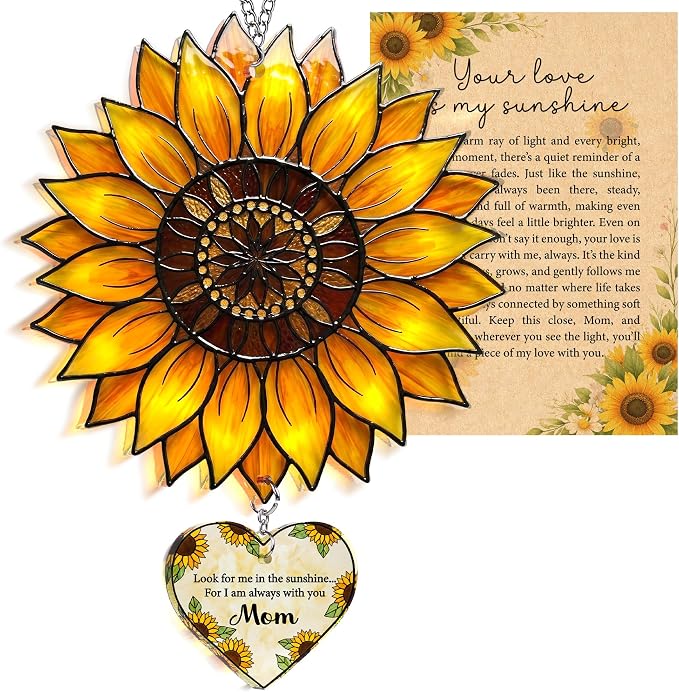 Sunflower Mom Memorial Acrylic Suncatcher Ornament, Loss of Mom Memorial Gifts by BobbyCreativity