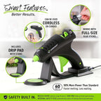 Surebonder Cordless Hot Glue Gun, High Temperature, Full Size, Leather & Other - Image 3