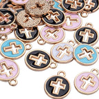 Aylifu 40pcs Round Enamel Cross Charms Alloy Crucifix Charm Pendants - Image 6