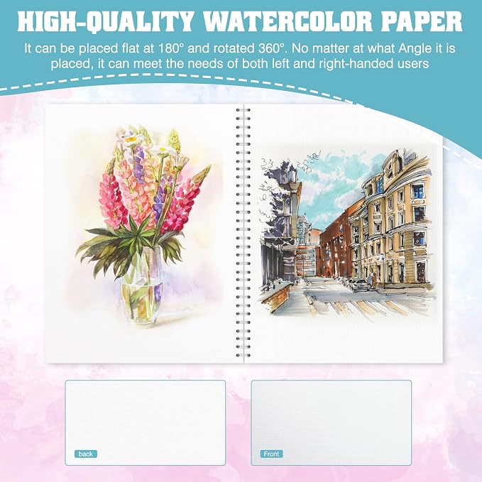 Watercolor Paper Pad, Watercolor Sketchbook 7" x10” 140lb/300gsm, Spiral Bound - Image 4