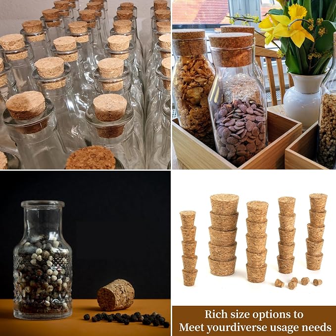 Natural Cork Stoppers for Bottles, Salt and Pepper DIY Projects, Airtight - Image 4