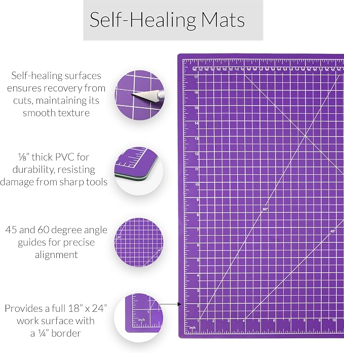Breman Precision 18x24 Inch Self Healing Cutting Mat – 2-Sided 5-Ply PVC - Image 2
