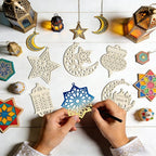 36PCS Wooden Ramadan Decorations Eid Islam Mubarak Ornaments Mubarak Hanging - Image 2