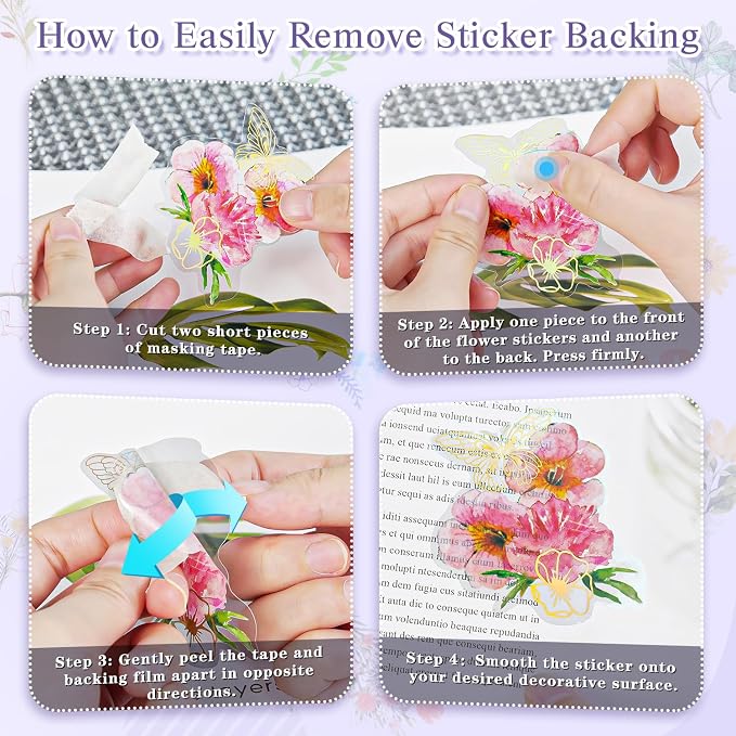 240Pcs Gilt Flower Stickers for Scrapbooking, Self-Adhesive Floral Stickers - Image 2