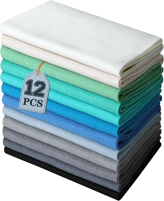 HaoFeiJH 12 Rolls 8"x20" 1.6mm Thick Soft Felt Fabric Sheets – 12 Assorted by HaoFeiJH