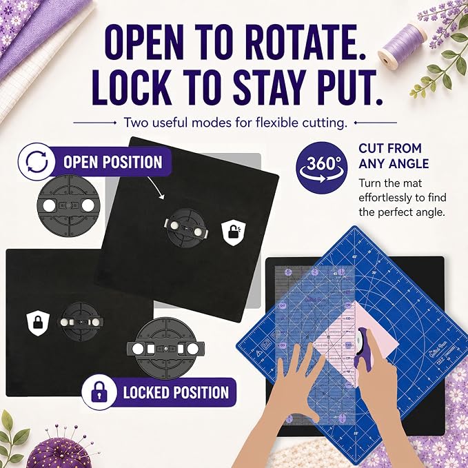 The Quilted Bear Rotating Cutting Mat 18" x 18" - Image 6