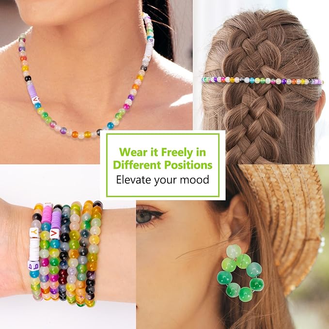XSEINO About 1200+ pcs 6mm Glass Beads Bracelet Making Kit, 24 Assorted Green - Image 6