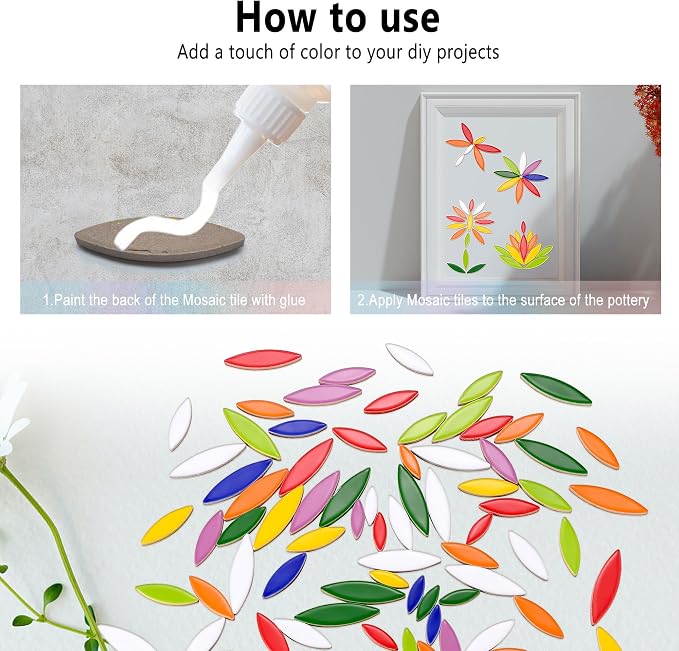 Yoption Petal Mosaic Tiles for Crafts, 500g Flower Leaf Ceramic Mosaic Tiles - Image 7