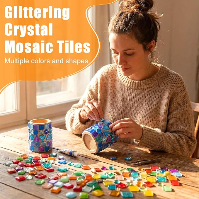 LITMIND Mosaic Tiles for Crafts Bulk, 4.4 LB Crystal Glass Mosaic Pieces - Image 4