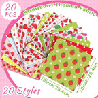 HunnmingRe 20 Pcs 10''x10'' Strawberry Quilting Fabric Square Strawberries - Image 2