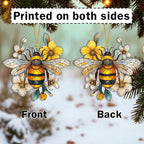 Christmas Bee Acrylic Ornament, Faux Stained Glass Acrylic Bee Hanging - Image 4