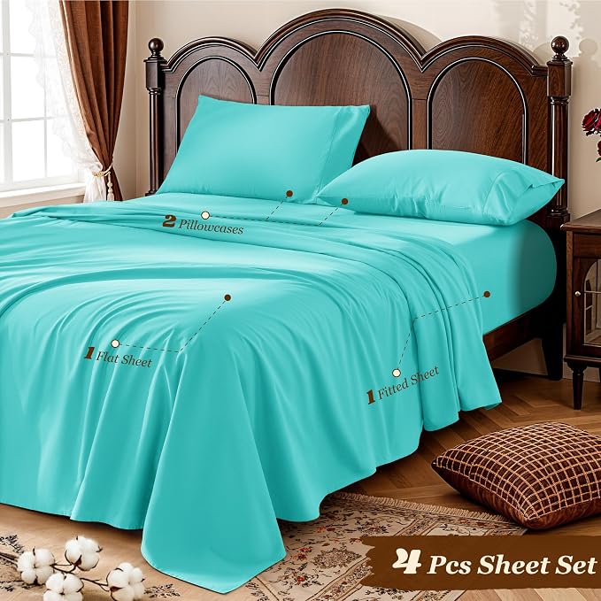 LBRO2M 100% Cotton Sheets Set Deep Pocket 19", 1000 Thread Count King Size 4 - Image 6