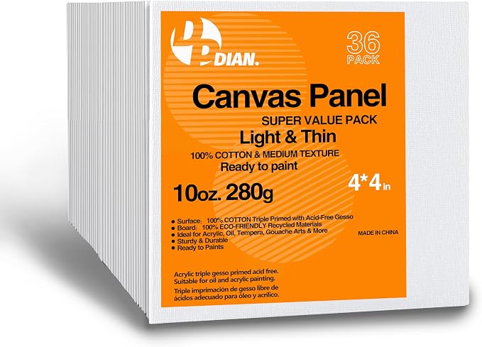 Canvas Boards for Painting 36Pack, 4 inch x 4 inch Super Value Pack, Artist by DPDIAN
