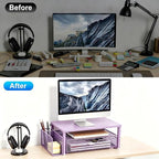 Spacrea Desk Organizer and Accessories, Computer Monitor Stand Riser - Image 2