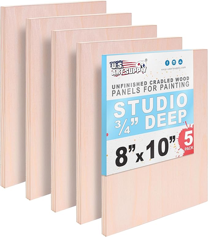 U.S. Art Supply 08" x 10" Unfinished Cradled Wood Panels by USArtSupply