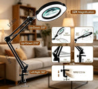 12X Magnifying Glass with Light and Clamp, 84 LEDs Real Glass Lens Magnifying - Image 3