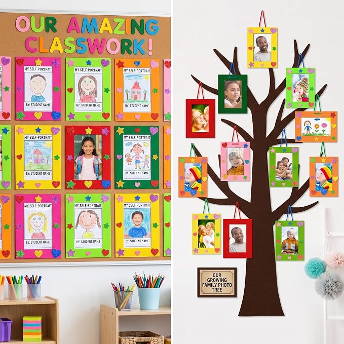 Jetec 24 Pieces Colorful Felt Photo Frames Holiday Picture Frames and 50 Pieces - Image 5