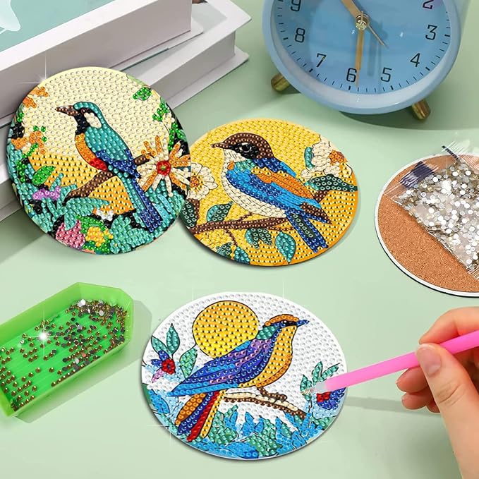 EWJRNSF 6 PCS Bird Diamond Art Coasters DIY Kit - Image 5