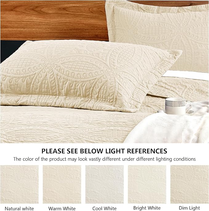 Love's cabin Twin Quilt Bedding Set Beige Bedspreads - Image 5