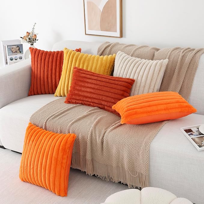 Pallene Faux Fur Plush Fall Throw Pillow Covers 22x22 Set of 2, Luxury Soft - Image 6