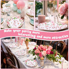 Funnymoom 60 Pcs 7 Inch Baby Shower Paper Plates Girl Pink Floral Baby Shower - Image 6