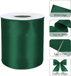 Forest Green 4 Inch 15 Yards Satin Wired Ribbon Valentine's Day Ribbons - Image 3