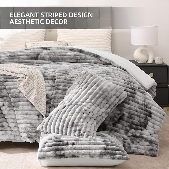 Smoofy Fluffy Queen Size Comforter Set 3 Pieces - Image 3