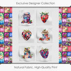 Patchwork Berry Jar Cotton Fabric Panel – 6 Designs + Bonus Sheet 29.5×19.6 inch - Image 5