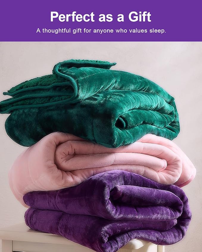 Super Fuzzy Soft Sherpa Fleece Weighted Blanket, 15 lbs Dual Sided Fluffy Heavy - Image 5