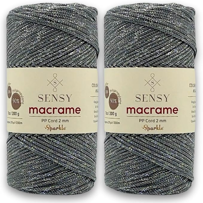 2 Pack of Sensy Premium 2mm 251 Yards Sparkle Polyester Rope 90% Polypropylene by SSENSY