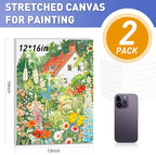 ESRICH Stretched Canvas for Painting 12x16 Inch, 2 Pack Blank Canvas -5/8 in - Image 2