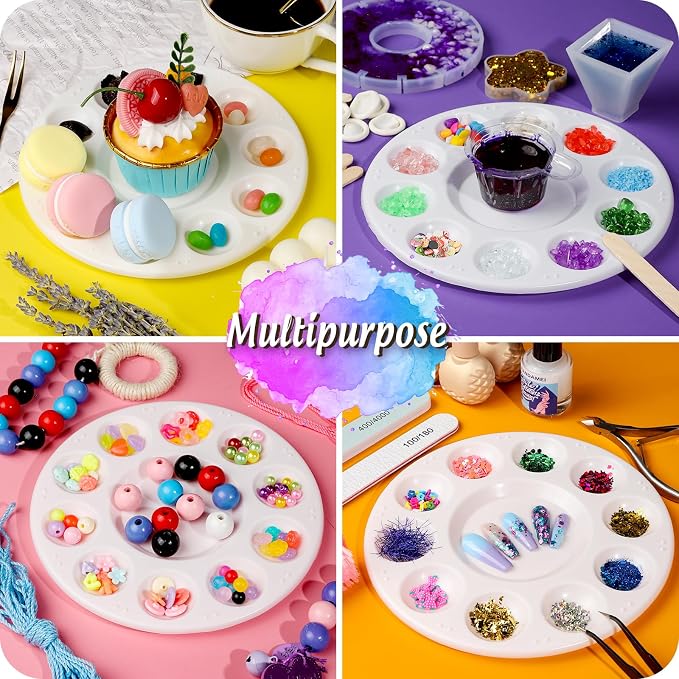 FANDAMEI White Round Paint Tray Palettes, Paint Palette Tray, Plastic Paint - Image 6